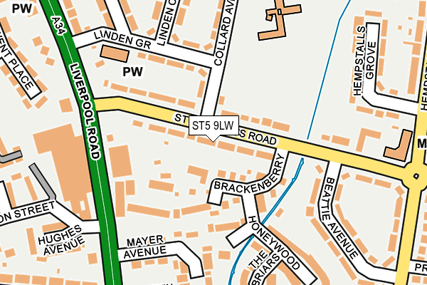 ST5 9LW map - OS OpenMap – Local (Ordnance Survey)