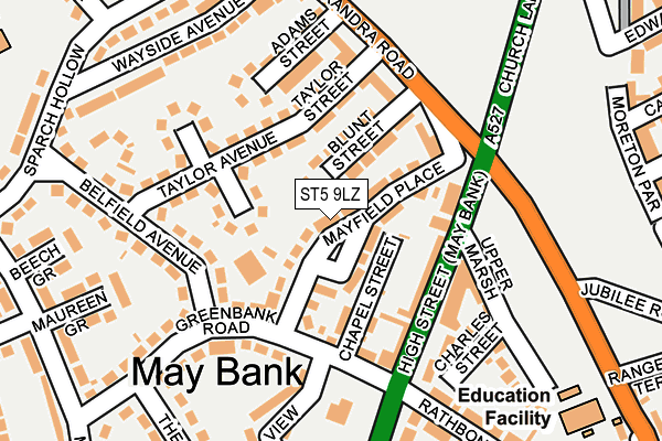 ST5 9LZ map - OS OpenMap – Local (Ordnance Survey)