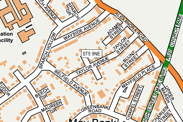 ST5 9NE map - OS OpenMap – Local (Ordnance Survey)