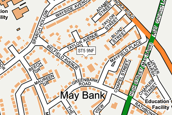 ST5 9NF map - OS OpenMap – Local (Ordnance Survey)