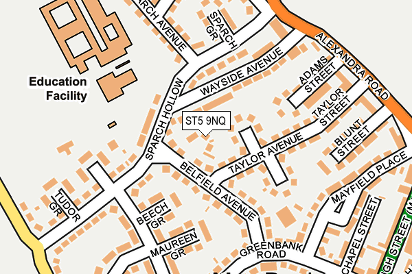 ST5 9NQ map - OS OpenMap – Local (Ordnance Survey)