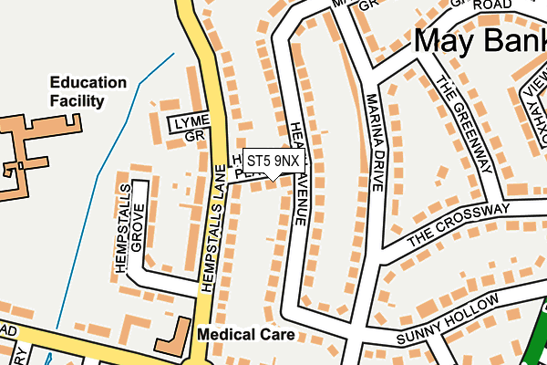 ST5 9NX map - OS OpenMap – Local (Ordnance Survey)