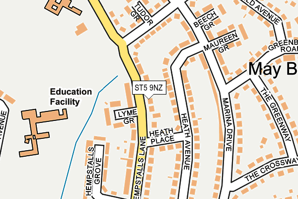 ST5 9NZ map - OS OpenMap – Local (Ordnance Survey)