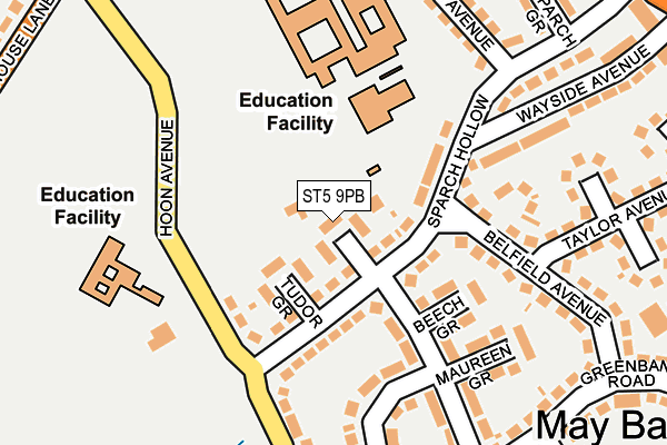 ST5 9PB map - OS OpenMap – Local (Ordnance Survey)