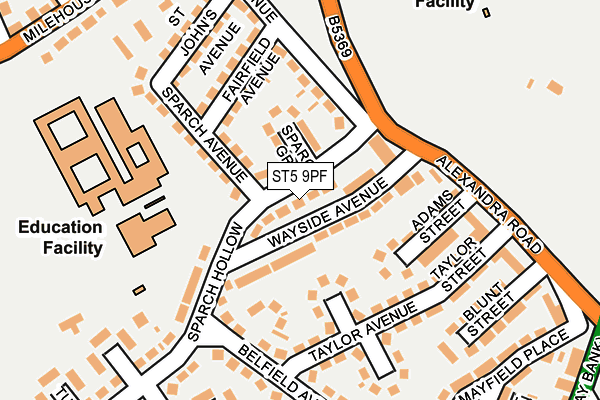 ST5 9PF map - OS OpenMap – Local (Ordnance Survey)