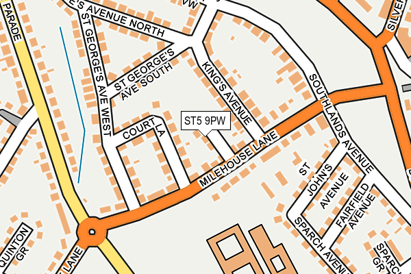 ST5 9PW map - OS OpenMap – Local (Ordnance Survey)