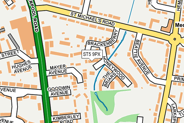 ST5 9PX map - OS OpenMap – Local (Ordnance Survey)