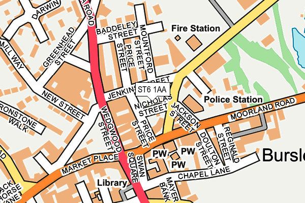 ST6 1AA map - OS OpenMap – Local (Ordnance Survey)