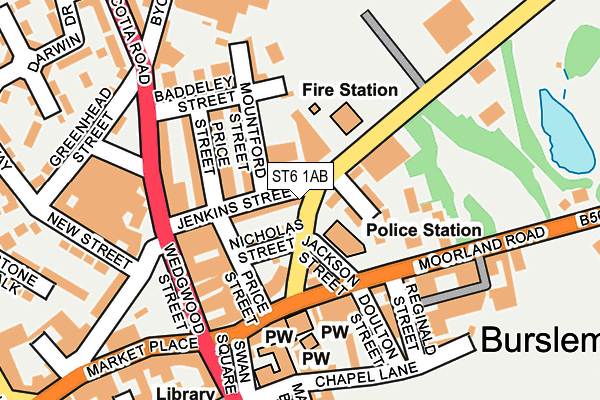 ST6 1AB map - OS OpenMap – Local (Ordnance Survey)