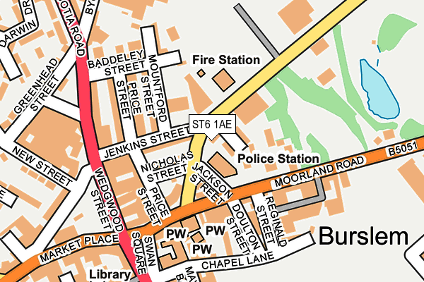 ST6 1AE map - OS OpenMap – Local (Ordnance Survey)