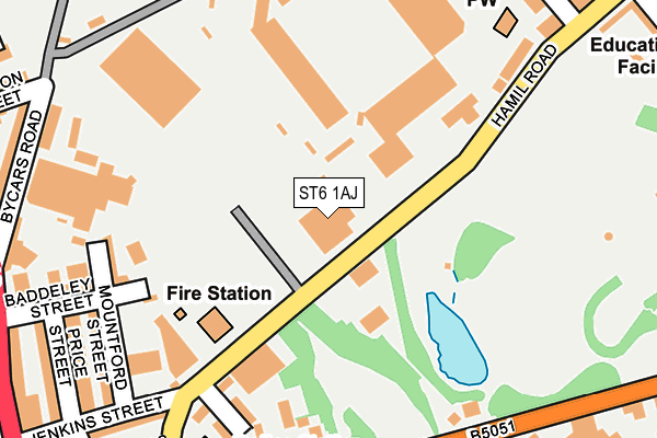 ST6 1AJ map - OS OpenMap – Local (Ordnance Survey)