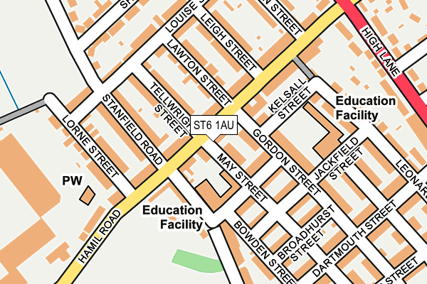 ST6 1AU map - OS OpenMap – Local (Ordnance Survey)