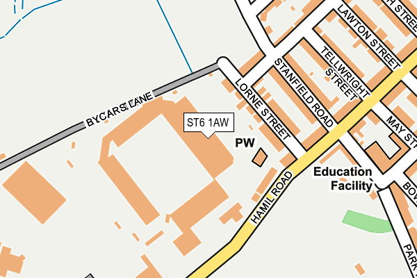 ST6 1AW map - OS OpenMap – Local (Ordnance Survey)