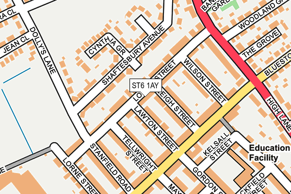 ST6 1AY map - OS OpenMap – Local (Ordnance Survey)