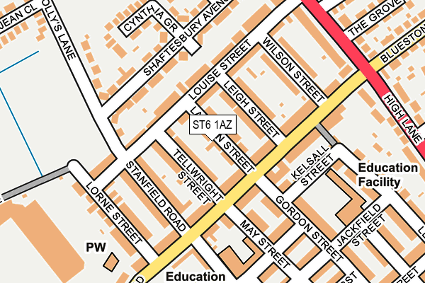 ST6 1AZ map - OS OpenMap – Local (Ordnance Survey)