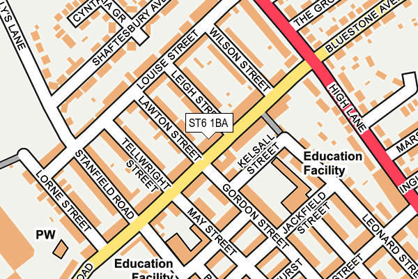 ST6 1BA map - OS OpenMap – Local (Ordnance Survey)