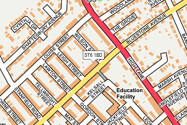 ST6 1BD map - OS OpenMap – Local (Ordnance Survey)