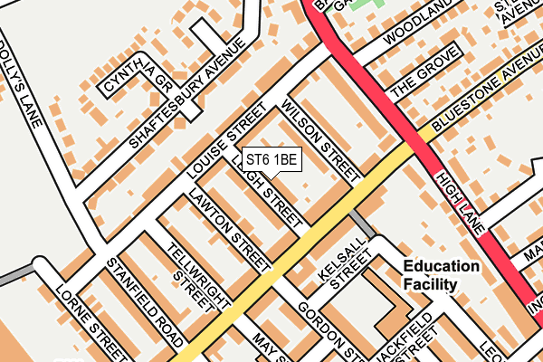 ST6 1BE map - OS OpenMap – Local (Ordnance Survey)