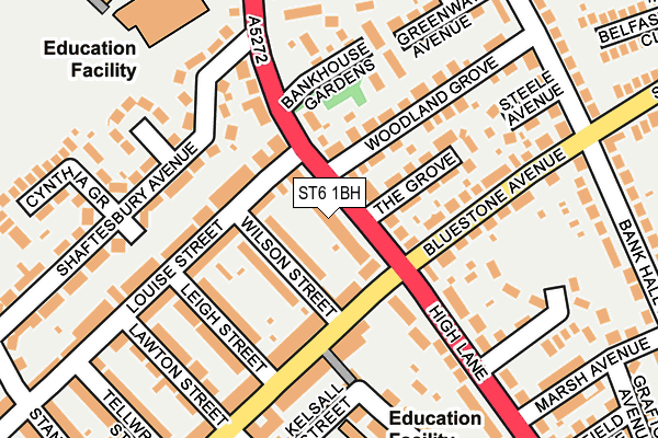 ST6 1BH map - OS OpenMap – Local (Ordnance Survey)