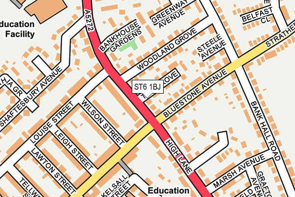 ST6 1BJ map - OS OpenMap – Local (Ordnance Survey)