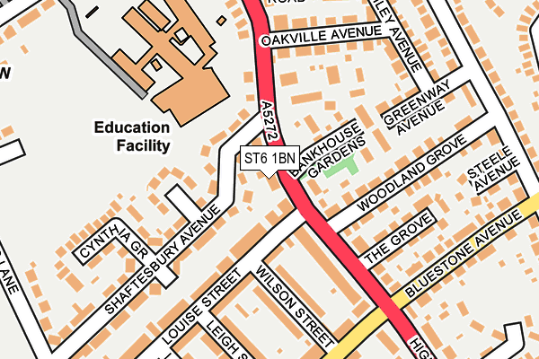 ST6 1BN map - OS OpenMap – Local (Ordnance Survey)