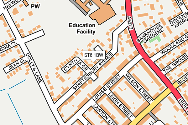 ST6 1BW map - OS OpenMap – Local (Ordnance Survey)