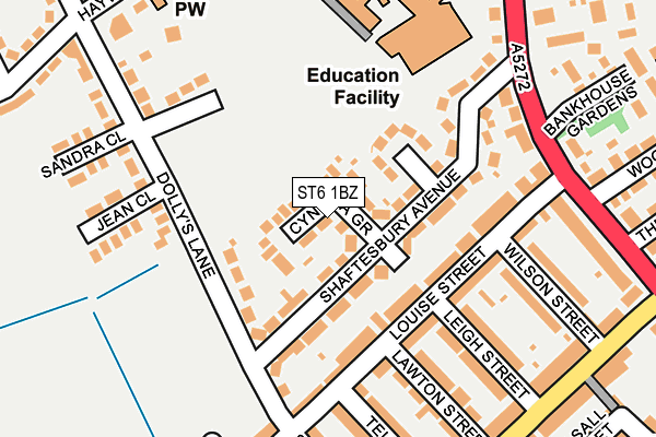 ST6 1BZ map - OS OpenMap – Local (Ordnance Survey)