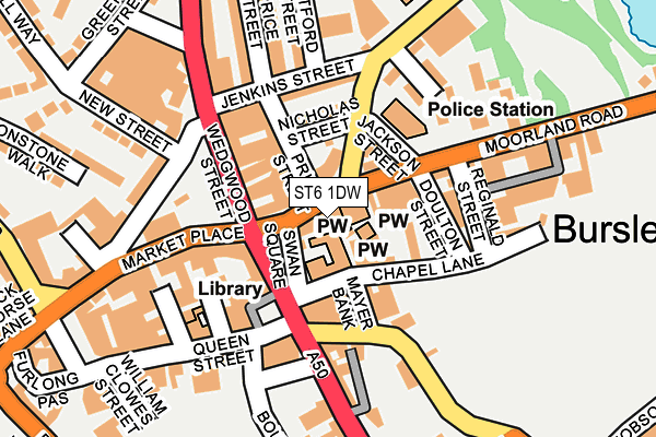ST6 1DW map - OS OpenMap – Local (Ordnance Survey)