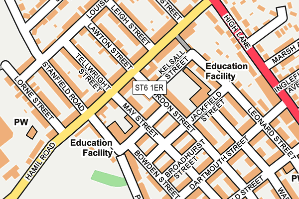 ST6 1ER map - OS OpenMap – Local (Ordnance Survey)