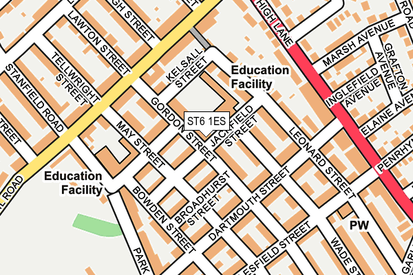 ST6 1ES map - OS OpenMap – Local (Ordnance Survey)