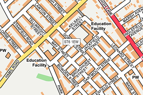 ST6 1EW map - OS OpenMap – Local (Ordnance Survey)