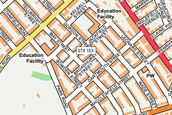 ST6 1EX map - OS OpenMap – Local (Ordnance Survey)