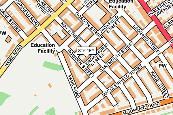 ST6 1EY map - OS OpenMap – Local (Ordnance Survey)