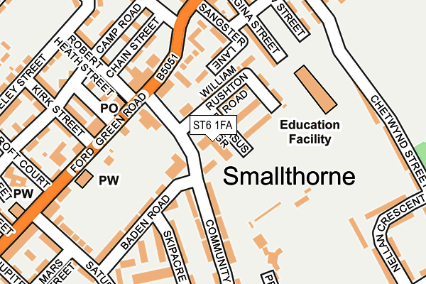 ST6 1FA map - OS OpenMap – Local (Ordnance Survey)