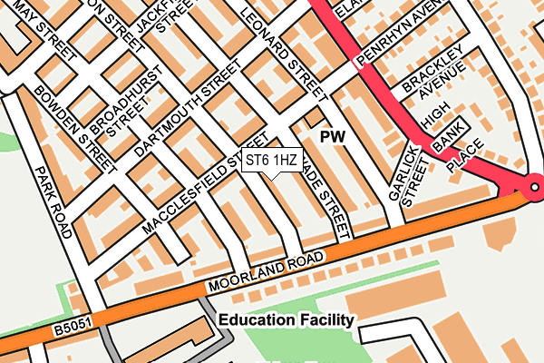 ST6 1HZ map - OS OpenMap – Local (Ordnance Survey)