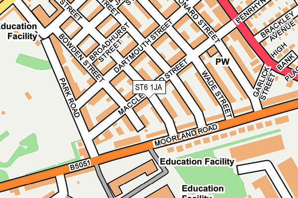 ST6 1JA map - OS OpenMap – Local (Ordnance Survey)