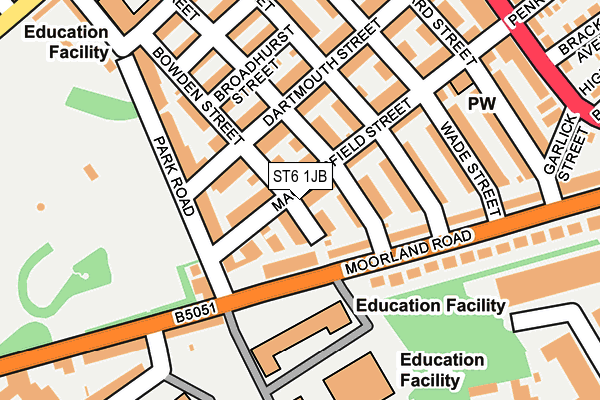 ST6 1JB map - OS OpenMap – Local (Ordnance Survey)
