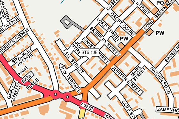 ST6 1JE map - OS OpenMap – Local (Ordnance Survey)