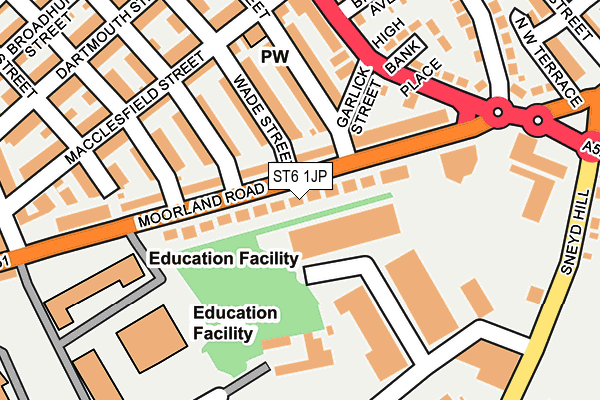 ST6 1JP map - OS OpenMap – Local (Ordnance Survey)