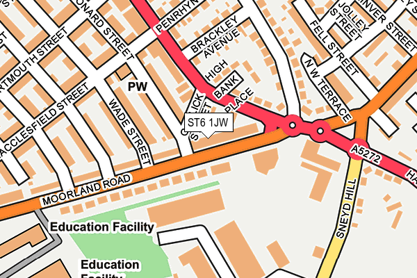 ST6 1JW map - OS OpenMap – Local (Ordnance Survey)