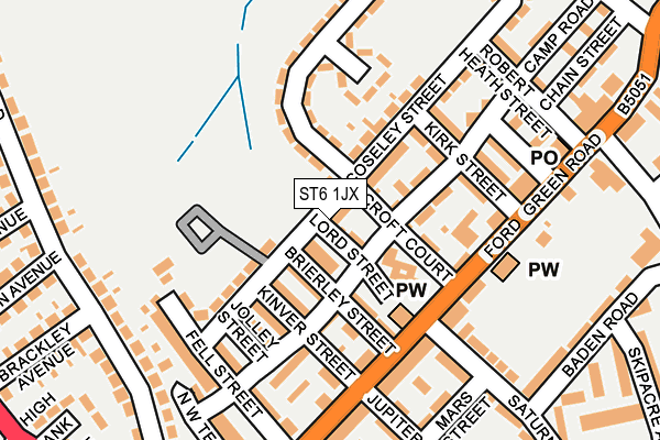 ST6 1JX map - OS OpenMap – Local (Ordnance Survey)