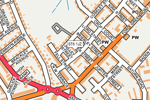 ST6 1JZ map - OS OpenMap – Local (Ordnance Survey)