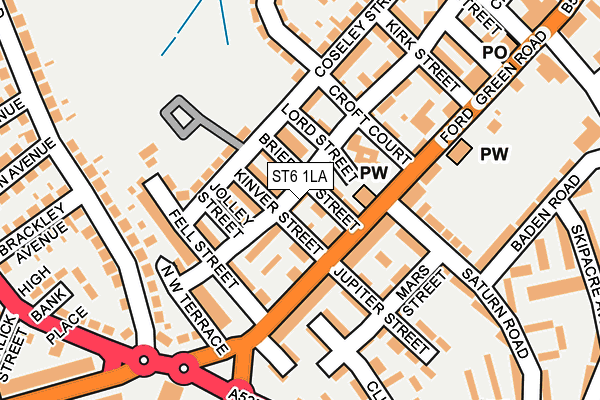 ST6 1LA map - OS OpenMap – Local (Ordnance Survey)