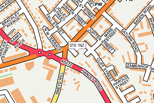 ST6 1NZ map - OS OpenMap – Local (Ordnance Survey)