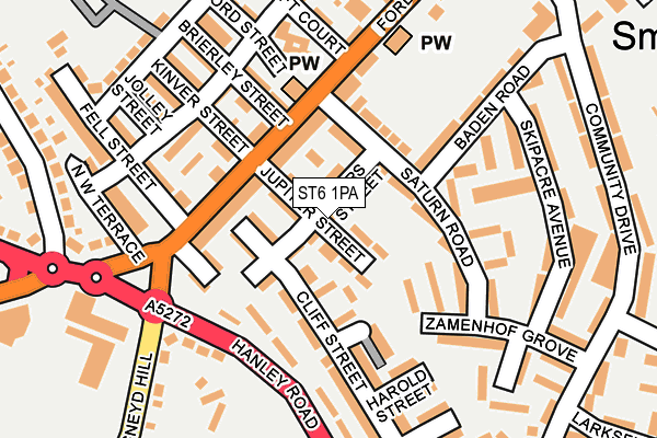 ST6 1PA map - OS OpenMap – Local (Ordnance Survey)