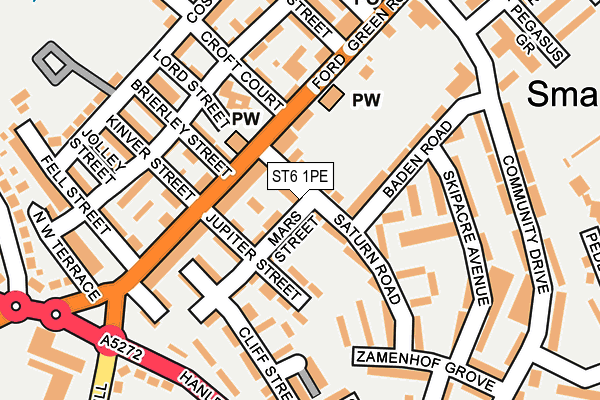 ST6 1PE map - OS OpenMap – Local (Ordnance Survey)