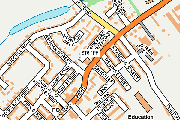 ST6 1PF map - OS OpenMap – Local (Ordnance Survey)