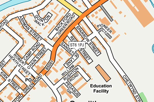 ST6 1PJ map - OS OpenMap – Local (Ordnance Survey)