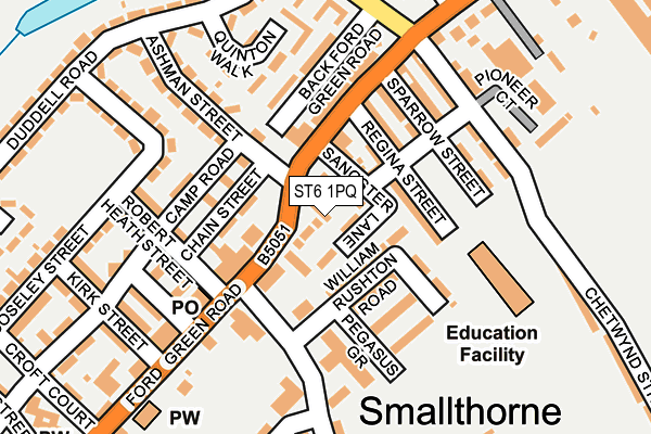 ST6 1PQ map - OS OpenMap – Local (Ordnance Survey)