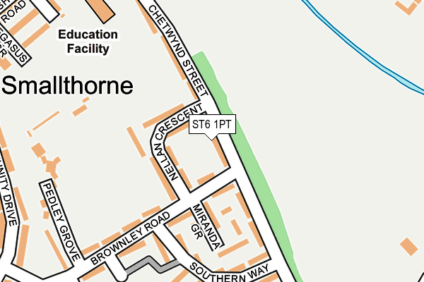 ST6 1PT map - OS OpenMap – Local (Ordnance Survey)